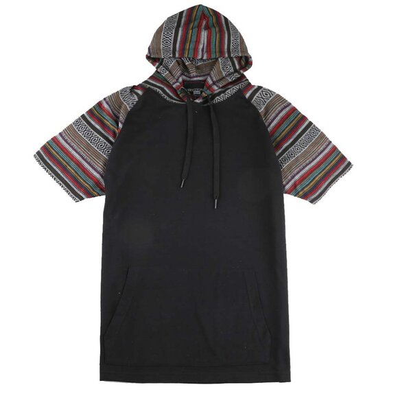 Beautiful Giant Other - Men's Black T-Shirt with Vibrant Colorful Striped and Casual Hood Design Size S